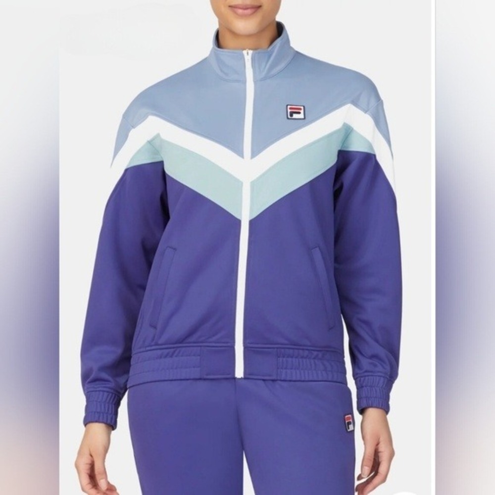Fila‎ NWT Belen Track Jacket Retro Blue Purple Chevron Full Zip Women Small